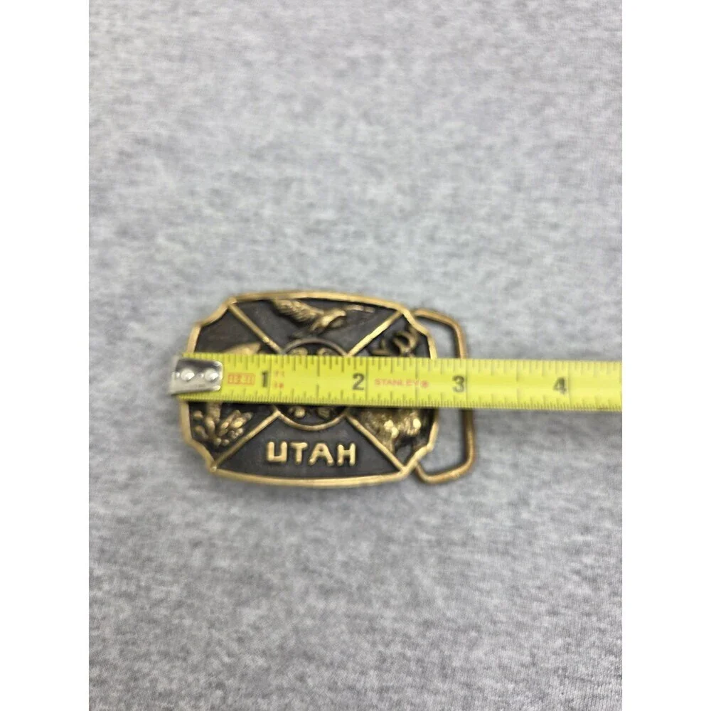 1983 Solid Brass Utah Wildlife Registered Collection Belt Buckle